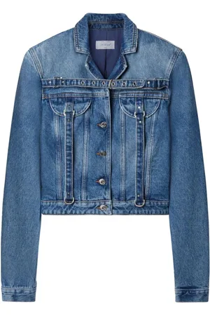 OFF-WHITE Jakke, Dame, Blå, S, Denim, Bælte-detaljeret denimjakke med knapper