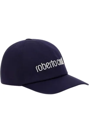 Roberto Cavalli Tilbehør, Dame, Blå, ONE SIZE, Bomuld, Logo Baseball Cap Twill Fabric