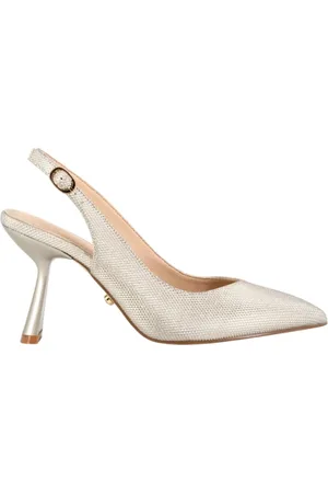 Twentyfour Sko, Dame, Gul, 40 EU, Diamantstof Slingback Højhæle