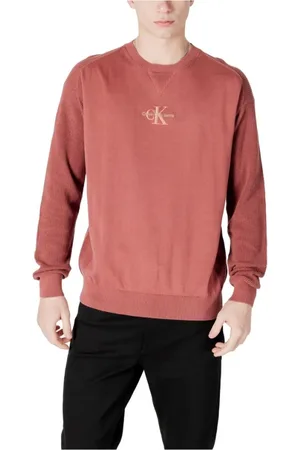 Calvin Klein Strik, Herre, Rød, 2XL, Bomuld, Rød Overgangsstrikketrøje