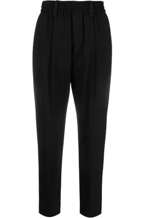 Brunello Cucinelli Bukser, Dame, Sort, L, Uld, Stilfulde Joggingbukser til Aktiv Livsstil