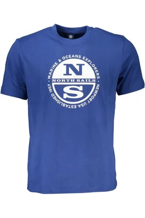 North Sails Top, Herre, Blå, S, Bomuld, Blå Bomuld Print Logo T-Shirt