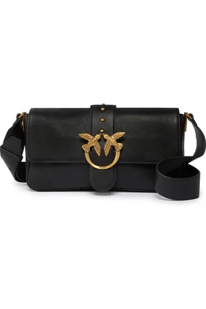 Pinko Taske, Dame, Sort, ONE SIZE, Uld, Sort skuldertaske med justerbar rem