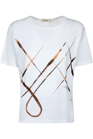 HERNO Top, Dame, Hvid, XS, Bomuld, Kunstnerisk folie kortærmet T-shirt