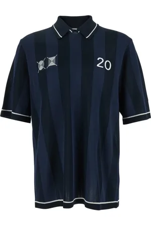 Jacquemus Top, Herre, Blå, M, Bomuld, Blå Polo Skjorte med Stribet Motiv