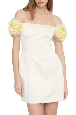 Elisabetta Franchi Kjole, Dame, , L, Uld, Struktureret Duchess Kjole med Off-Shoulder Ærmer