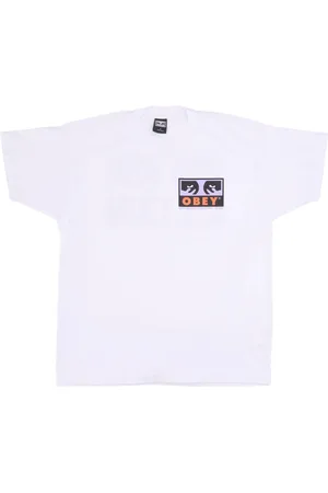 Obey Top, Herre, Hvid, L, Bomuld, Klassisk Hvid Tee med Øje Print