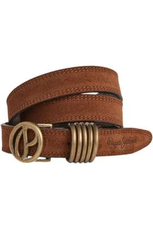 Pepe Jeans Tilbehør, Herre, Brun, L, Brun Ruskind Logo Bælte