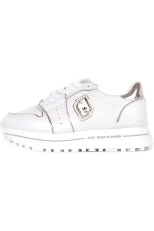 Liu Jo Sko, Dame, Hvid, 38 EU, Læder, Sporty Læder Sneakers med Side Logo