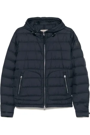 Moncler Jakke, Herre, Blå, 2XL, Polyester, Navy Sestriere Hætteforet Kort Dunjakke