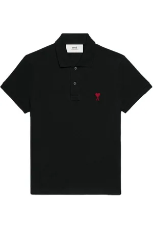 Ami Top, Herre, Sort, XS, Bomuld, Hjerte Logo Polo Skjorte Sort Bomuld