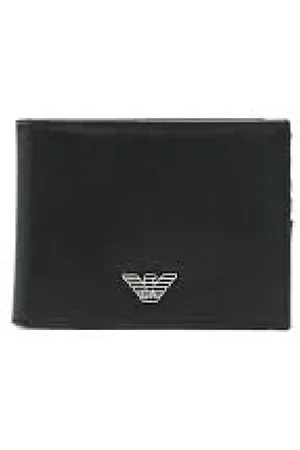 Emporio Armani Tilbehør, Herre, Sort, ONE SIZE, Læder, Sort Pung Kortholder Stof Læder