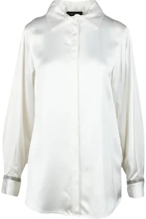 Fabiana Filippi Bluser & Skjorter, Dame, Hvid, XS, Uld, Strass Pyntet Viskose Uld Skjorte