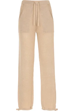 KANGRA CASHMERE Bukser, Dame, Gul, XS, Cashmere, Gyldne Cashmere Viskosebukser med Lurex