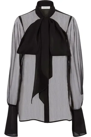 Nina Ricci Bluser & Skjorter, Dame, Sort, XS, Sort Silkebluse med Sløjfekrave