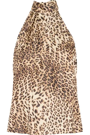 Gestuz Top, Dame, Brun, S, Polyester, Leopard Print Halterneck Top