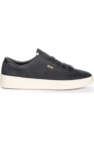 HUGO BOSS Sko, Herre, Blå, 43 EU, Læder, Tenn Læder Sneakers med Boksål