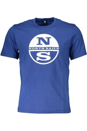 North Sails Top, Herre, Blå, L, Bomuld, Blå Bomuld Logo Print T-shirt