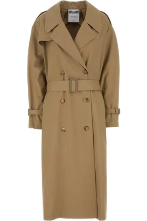 Moschino Frakke, Dame, Brun, XS, Oversize Kamel Gabardine Trench Coat