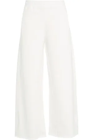 8PM Bukser, Dame, Hvid, S, Uld, Hvide Wide Leg Joggers Plys Stof