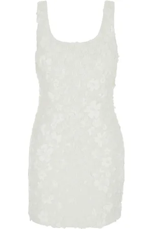 Michael Kors Kjole, Dame, Hvid, M, Uld, Hvid Blomstret Tank Mini Kjole