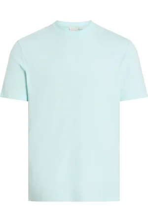 Calvin Klein Top, Herre, Blå, 2XL, Bomuld, Jade Micro Logo T-Shirt