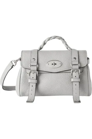 MULBERRY Taske, Dame, Grå, ONE SIZE, Uld, Skuldertaske med flettet hank og lås