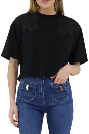 Elisabetta Franchi Top, Dame, Sort, S, Bomuld, Afslappet Bomuld T-Shirt til Kvinder
