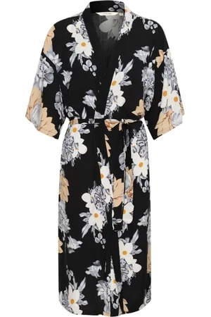 Cream Kjole, Dame, Flerfarvet, ONE SIZE, Blomstret Kimono Grå Støvet Lyserød
