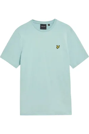 Lyle & Scott Top, Herre, Blå, 2XL, Bomuld, Blå Bomuldst-shirt med Rund Hals