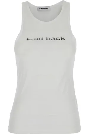 Low Classic Top, Dame, Hvid, S, Uld, Hvid ærmeløs top med print