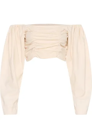 Gestuz Bluser & Skjorter, Dame, , XL, Uld, Off-shoulder Bluse Offwhite Melange