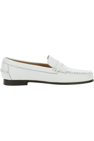 SEBAGO Sko, Dame, Hvid, 38 EU, Læder, Hvide Læder Loafers med Skrå Tå