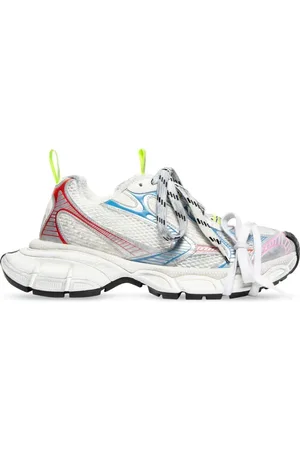 Balenciaga Sko, Dame, Flerfarvet, 40 EU, Hvide Mesh Sneakers med Stribe Detaljer