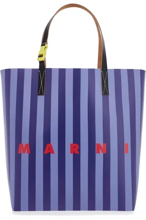 Marni Taske, Herre, Blå, ONE SIZE, Læder, Striped Tribeca Tote Bag