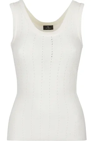 Etro Top, Dame, Hvid, S, Bomuld, Ærmeløs Bomuldstop