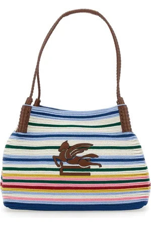 Etro Taske, Dame, Flerfarvet, ONE SIZE, Uld, Multifarvet skuldertaske med Maxi-logo