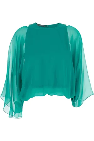 Alberta Ferretti Bluser & Skjorter, Dame, Grøn, S, Chiffon, Grøn Silke Chiffon Lagdelt Bluse
