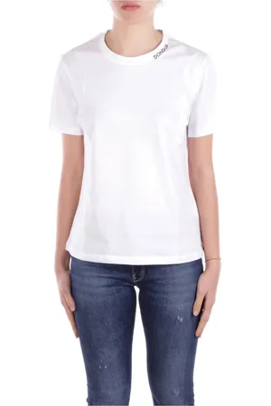 Dondup Top, Dame, Hvid, L, Bomuld, Hvid Logo Front T-shirt