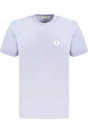 Calvin Klein Top, Herre, Blå, XL, Bomuld, Logo Bomuld T-shirt i Lyseblå