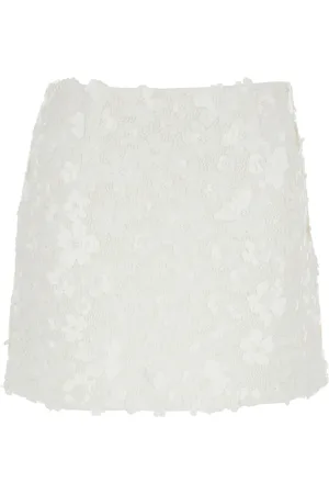 Michael Kors Nederdel, Dame, Hvid, S, Polyester, Hvid Blomstret Paillet Mininederdel