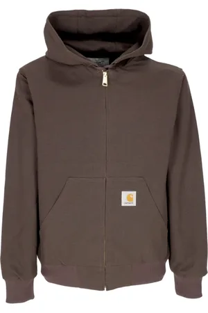 Carhartt Sweathshirts & Hoodies, Herre, Brun, S, Bomuld, Holdbar Aktiv Jakke med Fleece Interiør
