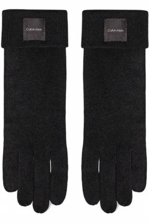 Calvin Klein Tilbehør, Dame, Sort, ONE SIZE, Uld, Kashmir Plain Handsker til Kvinder