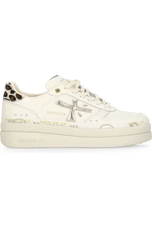 Premiata Sko, Dame, , 41 EU, Læder, Hvide Lædersneakers med Logodetalje