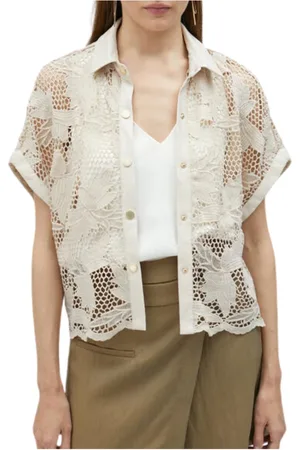 Lola Casademunt Bluser & Skjorter, Dame, , L, Polyester, Kort Blondebluse i Fløde
