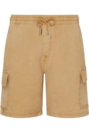 Vilebrequin Shorts, Herre, Brun, 2XL, Linned, farvestof linned Bermuda shorts med cargolommer til mænd