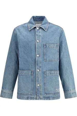 Maison Kitsuné Jakke, Herre, Blå, M, Denim, Broderet Denim Skjortejakke
