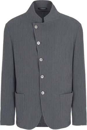 Emporio Armani Jakke, Herre, Grå, M, Bomuld, Grå Blazer Guru Krave Off-Centre Lukning