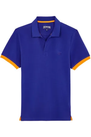 Vilebrequin Top, Herre, Blå, M, Bomuld, Solidt bomuldspoloshirt til mænd