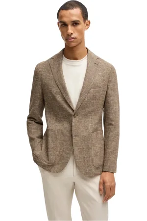 HUGO BOSS Jakke, Herre, Brun, 2XL, Tweed, Tweed Blazer med Micromotif